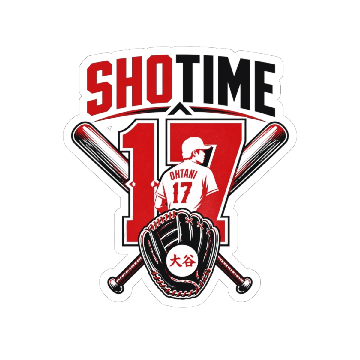 Shohei Ohtani Number Sticker - alternate angle 3, merchandise