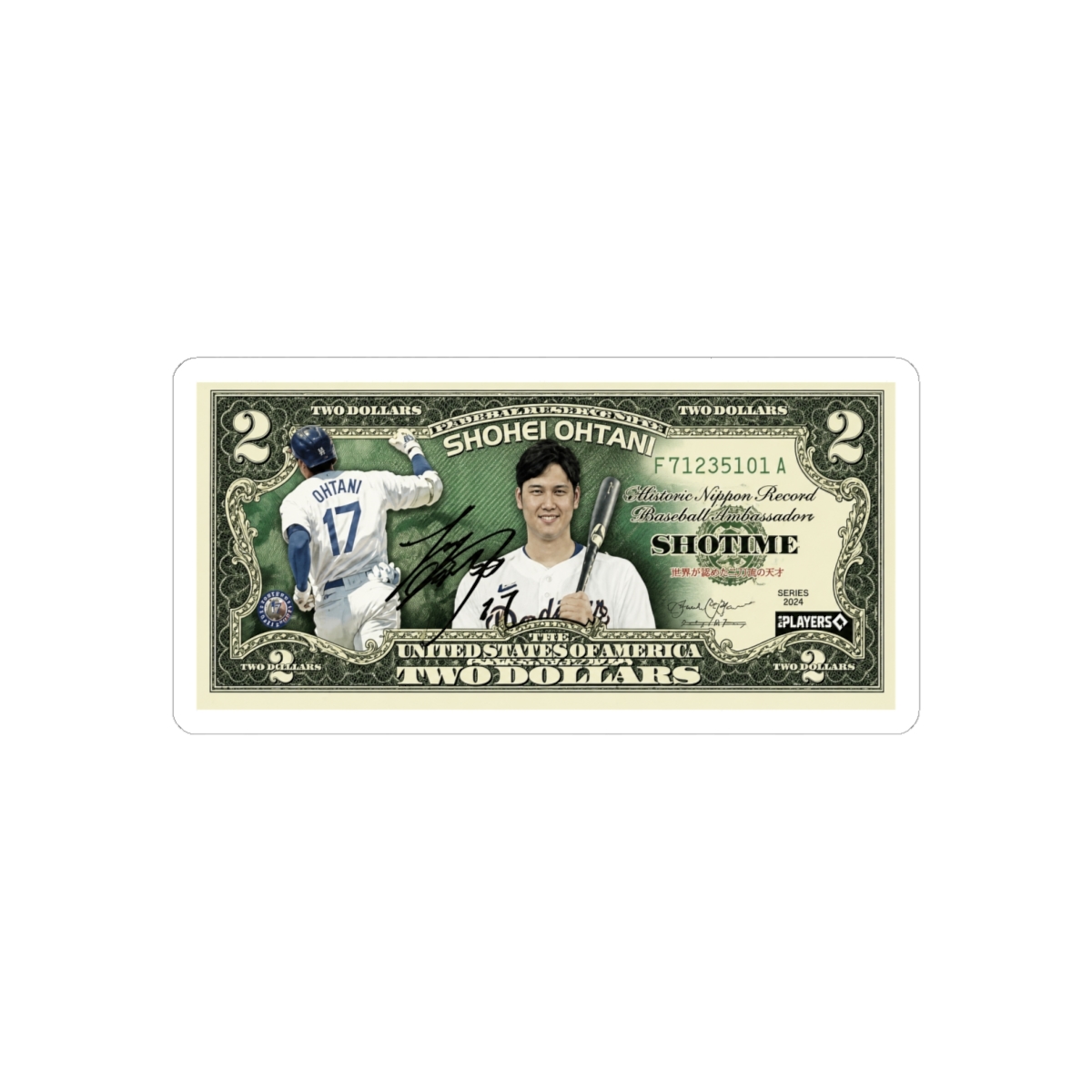 Merrick Mint SHOHEI OHTANI L.A. Dodgers Shotime 1st Ever Officially Licensed Uncirculated Bill Special Edition Collectible Display Holder and Certificate - alternate angle 2, merchandise