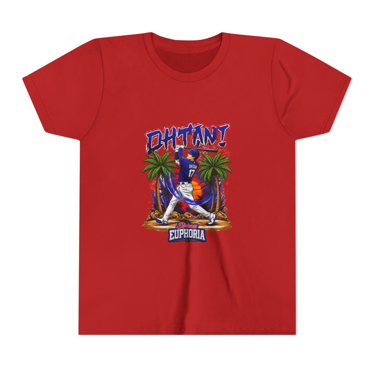 Shohei Ohtani 17 Los Angeles Dodgers player swing comic Kids T Shirt - alternate angle 5, merchandise