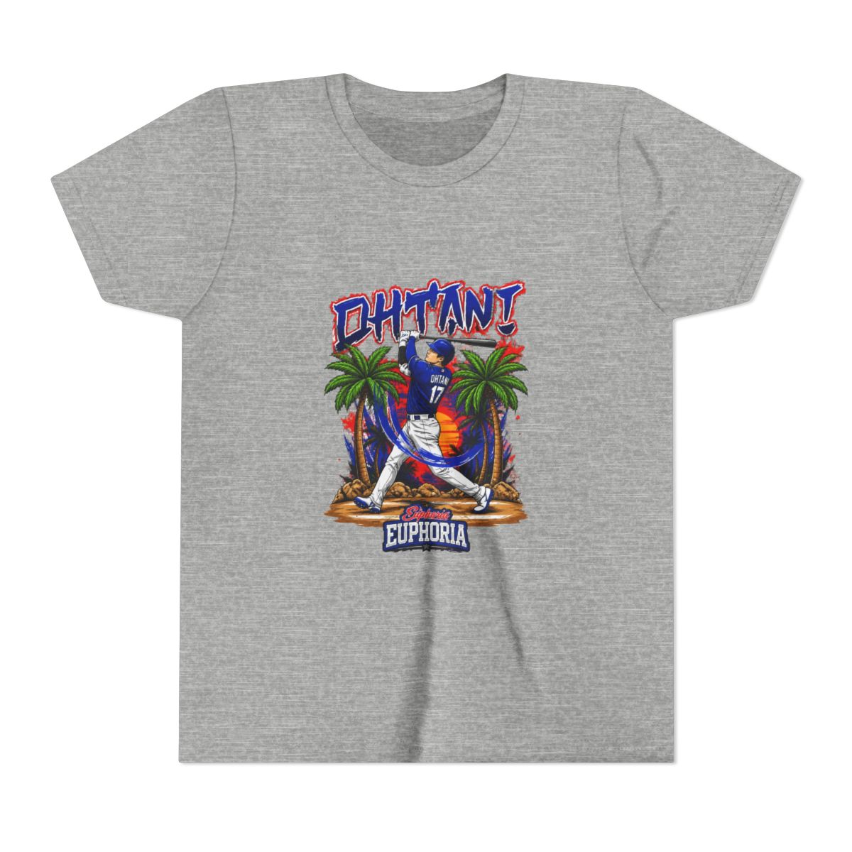 Shohei Ohtani 17 Los Angeles Dodgers player swing comic Kids T Shirt - alternate angle 2, merchandise