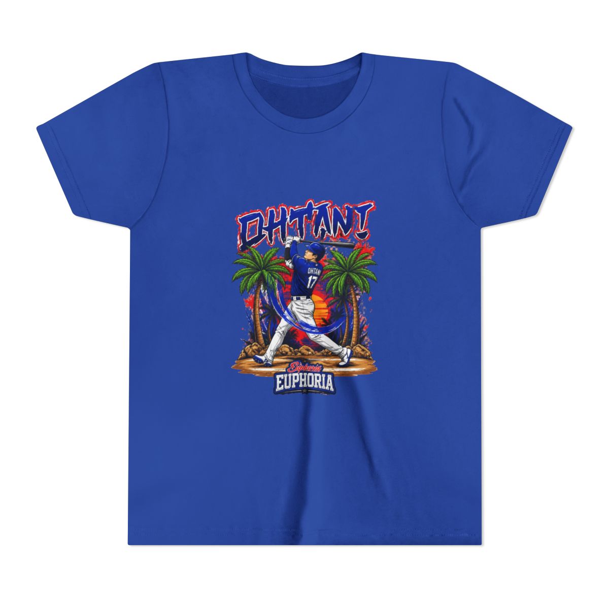 Shohei Ohtani 17 Los Angeles Dodgers player swing comic Kids T Shirt - alternate angle 3, merchandise
