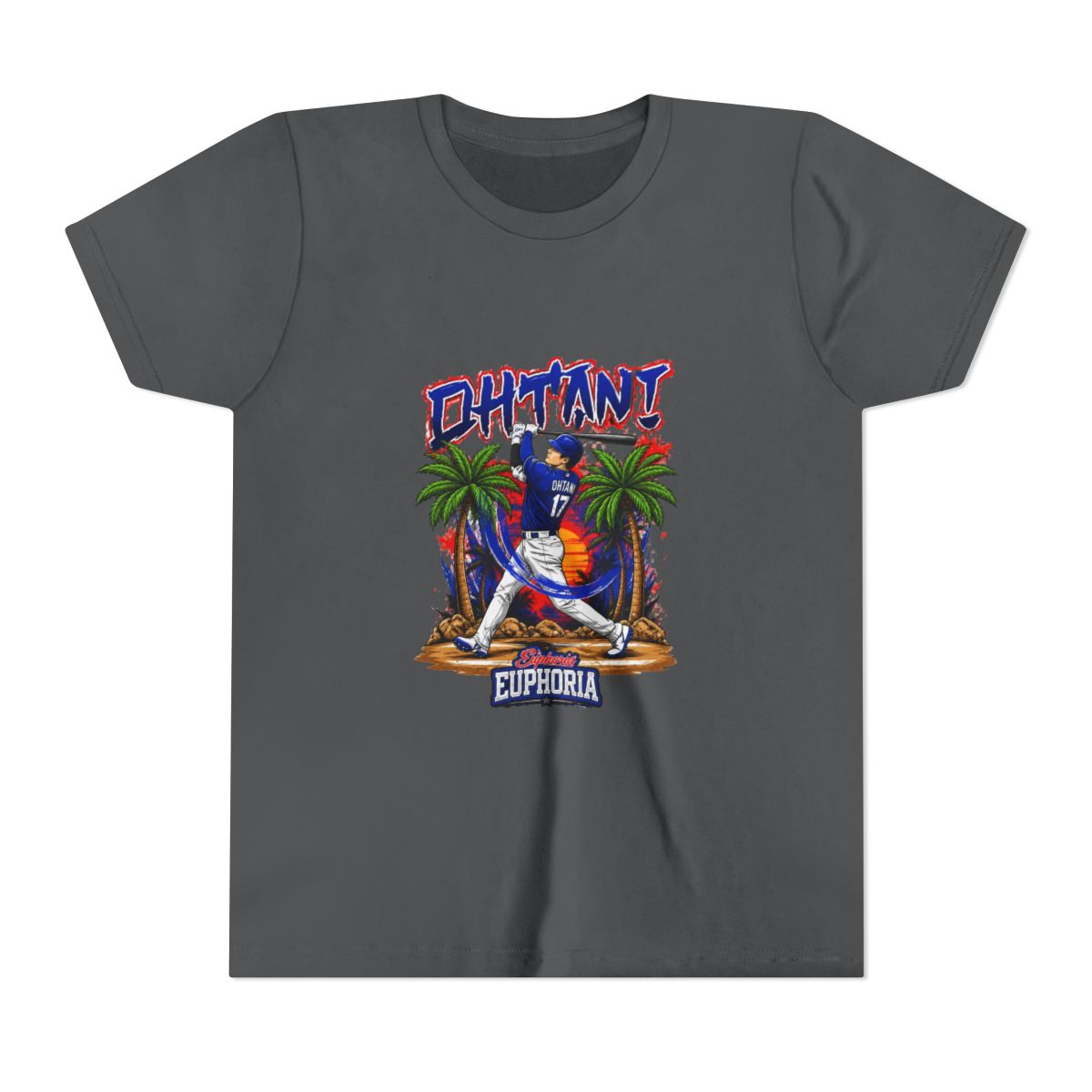 Shohei Ohtani 17 Los Angeles Dodgers player swing comic Kids T Shirt - alternate angle 4, merchandise